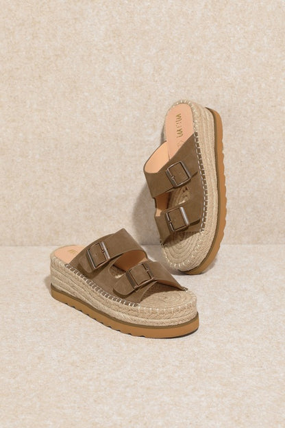 Open Toe Espadrille Platform Slide Sandals