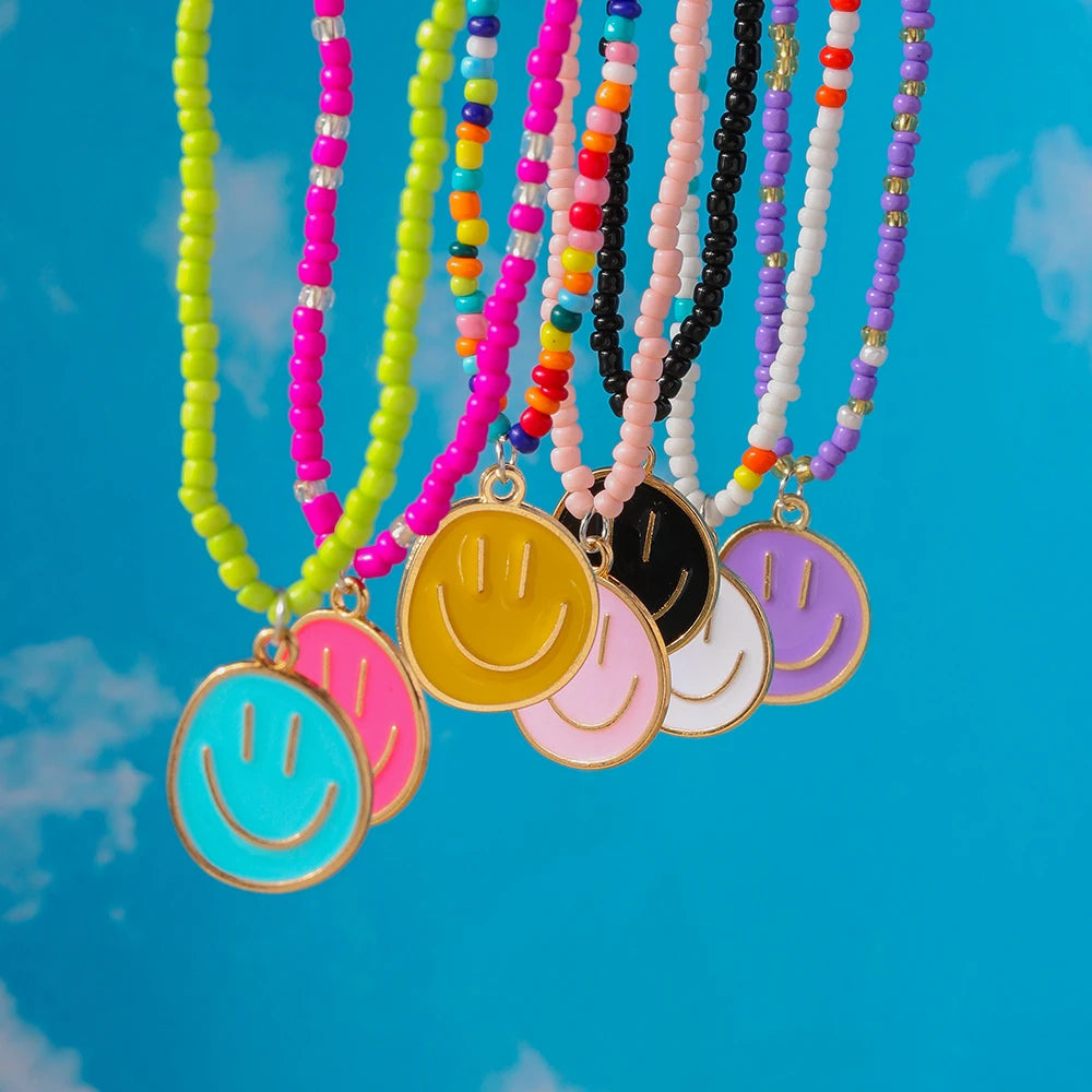 Cute Bohemia Smiley Face Necklaces