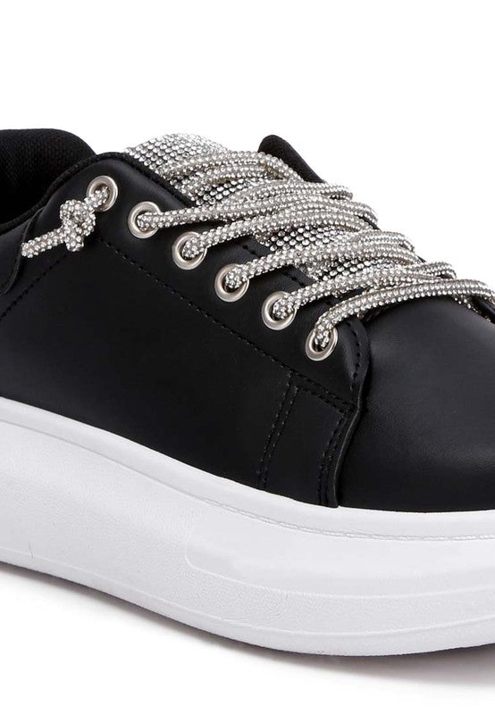 STL's Rhinestones Lace Up Sneakers