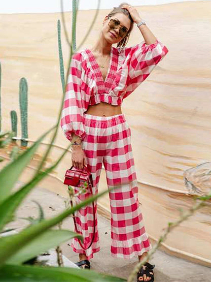 Plaid Print 2 Piece Set