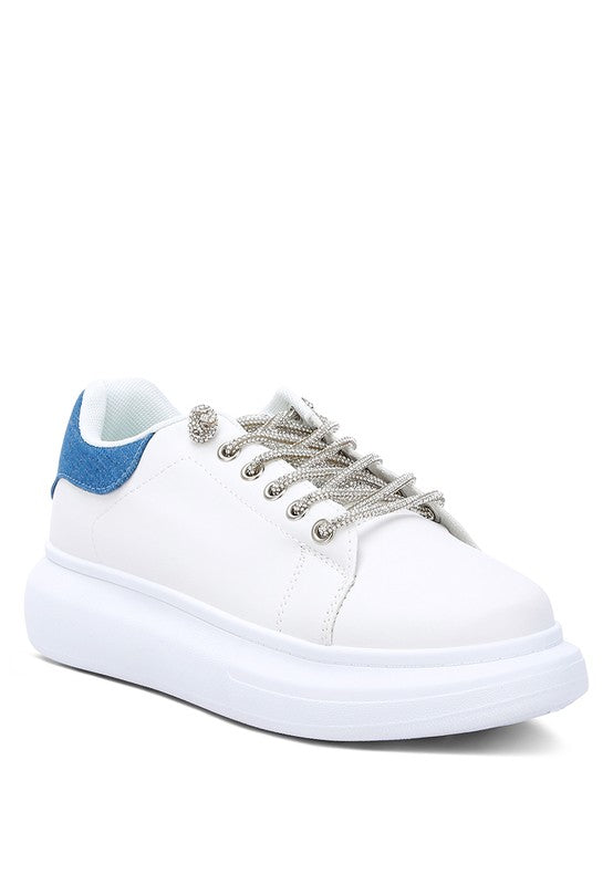 STL's Rhinestones Lace Up Sneakers