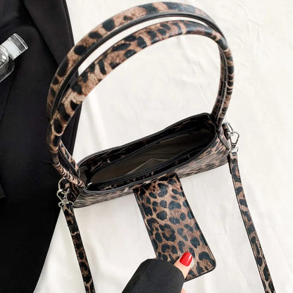 French Style Underarm Leopard Handbag