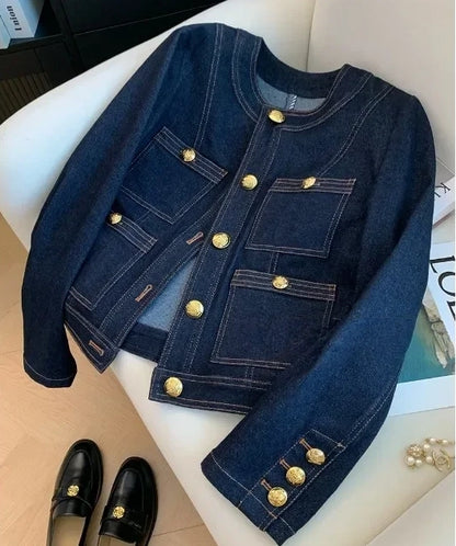 Single Breasted Loose Denim Coat