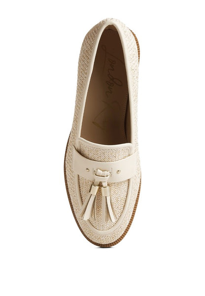 Foxford Tassle Detail Raffia Loafers