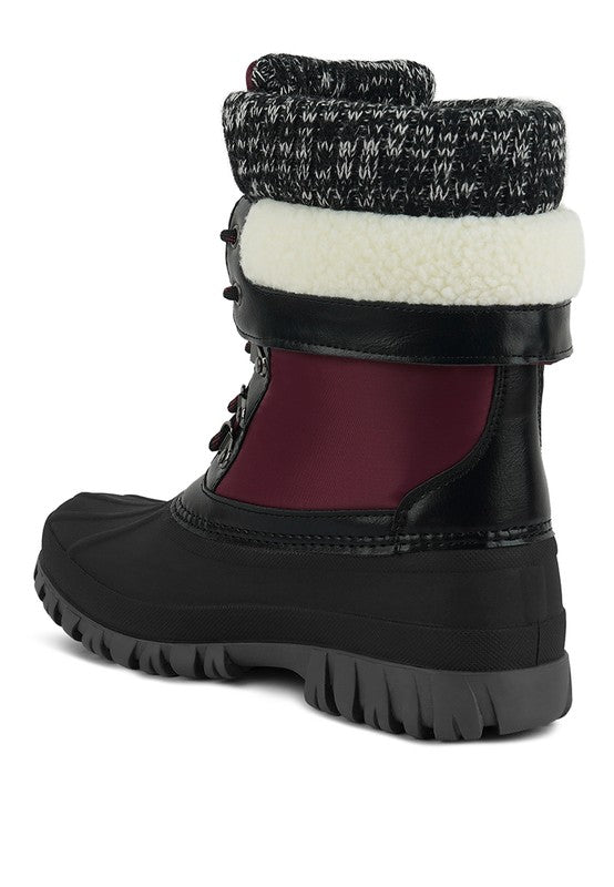 Delphine Knitted Collar Lace Up Boots