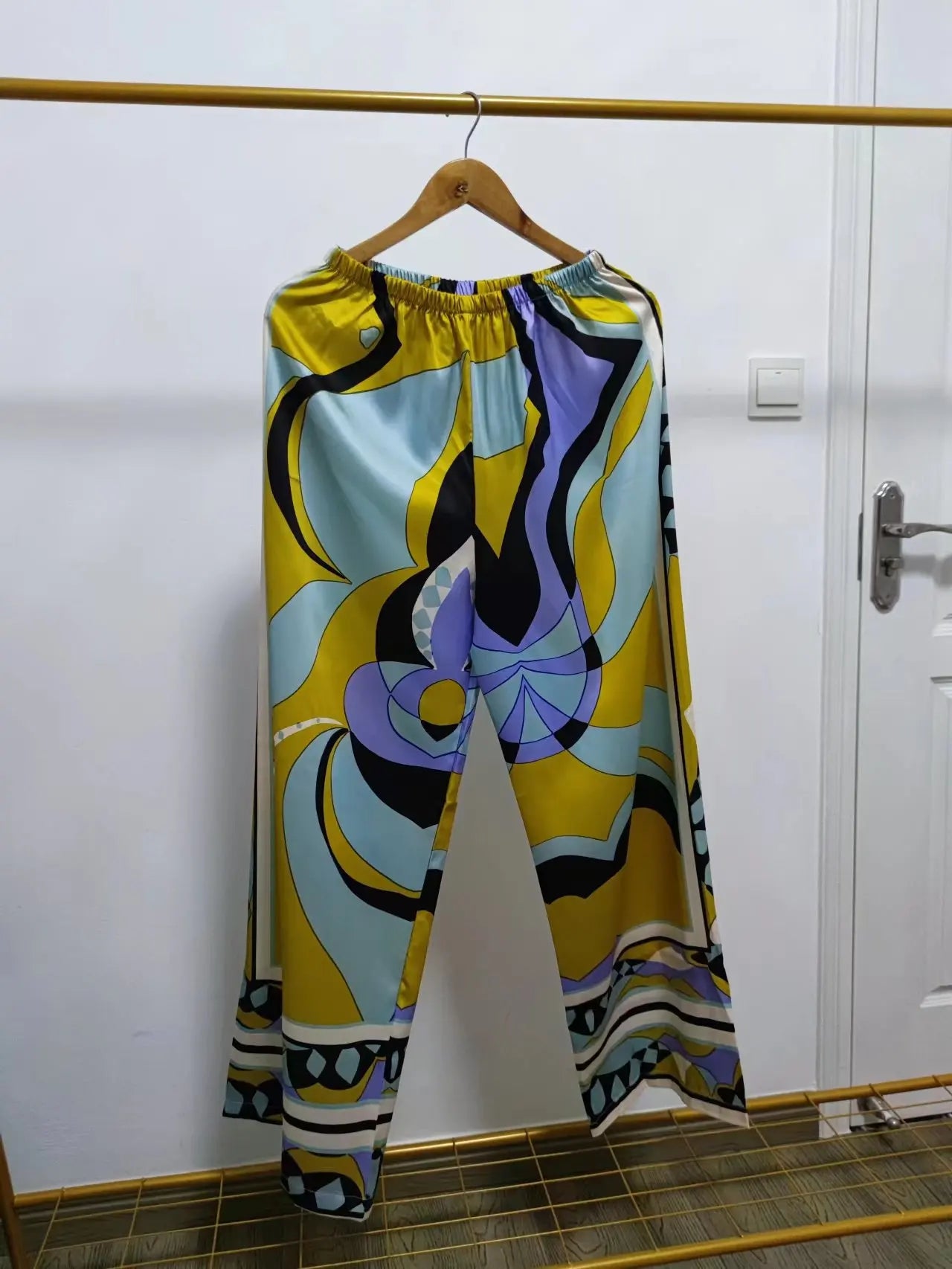 Vintage Boho Abstract Pajama Set Pants and Long Sleeve