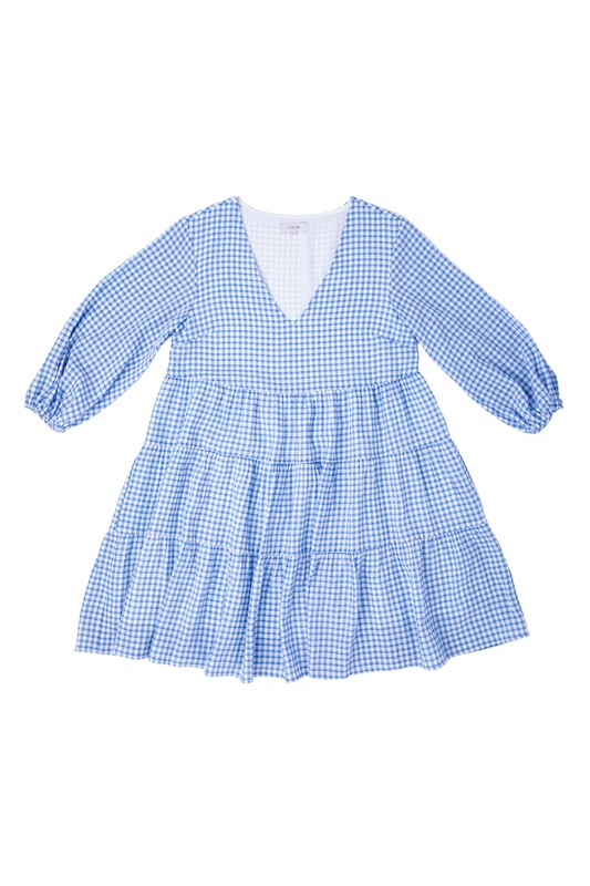 Vichy Check tiered dress