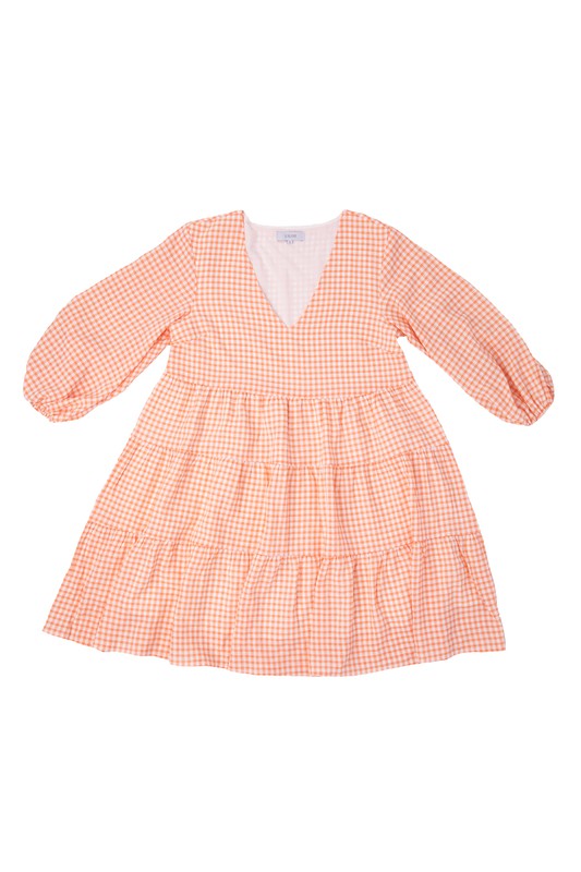 Vichy Check tiered dress