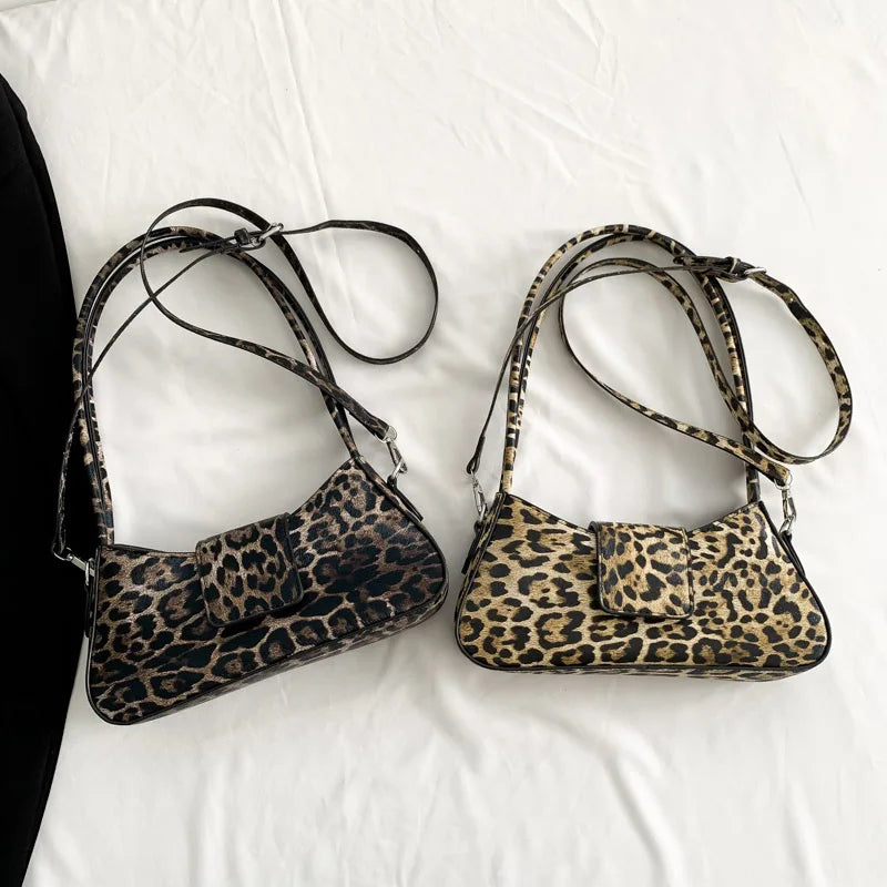 French Style Underarm Leopard Handbag