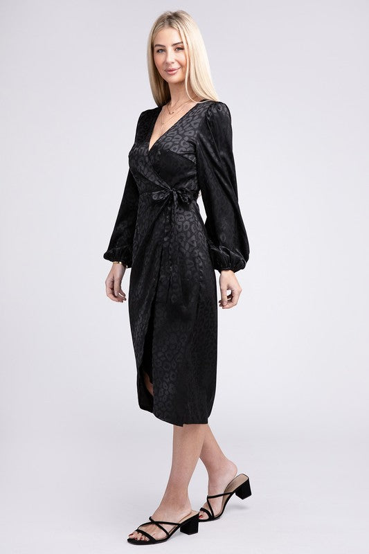 Essential Black Flounce Hem Wrap Dress