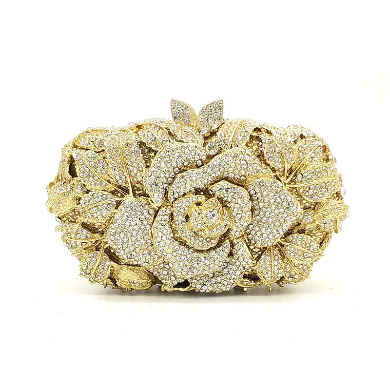 Crystal Rose Flower Purse