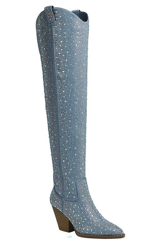 Western Essentials Knee Rhinestone Western Boots