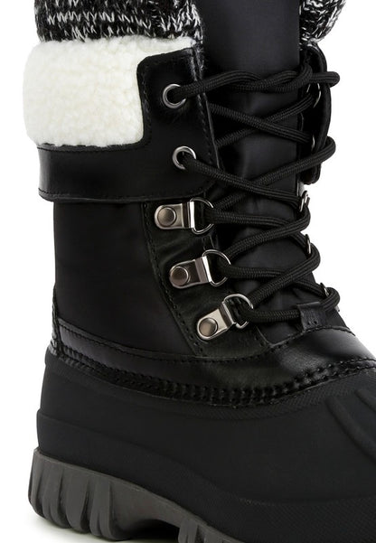 Delphine Knitted Collar Lace Up Boots