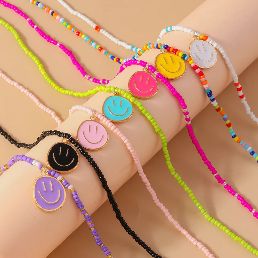 Cute Bohemia Smiley Face Necklaces