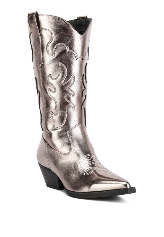 Cowby Metallic Faux Leather Cowboy Boots