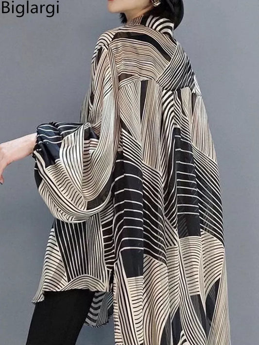 Oversized Striped Chiffon Shirt