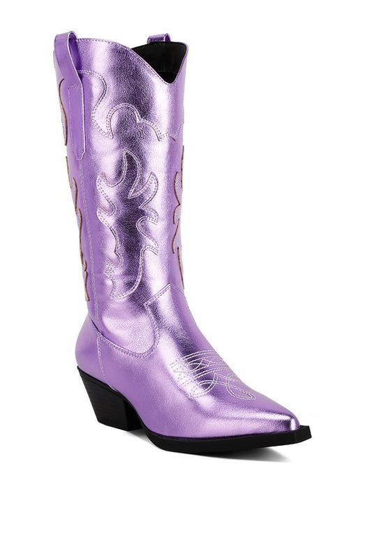 Cowby Metallic Faux Leather Cowboy Boots