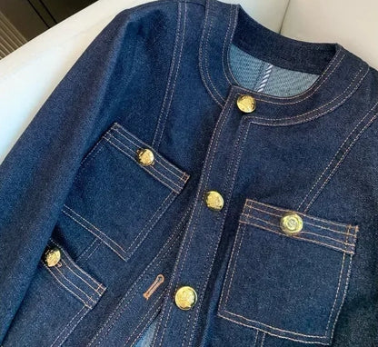 Single Breasted Loose Denim Coat