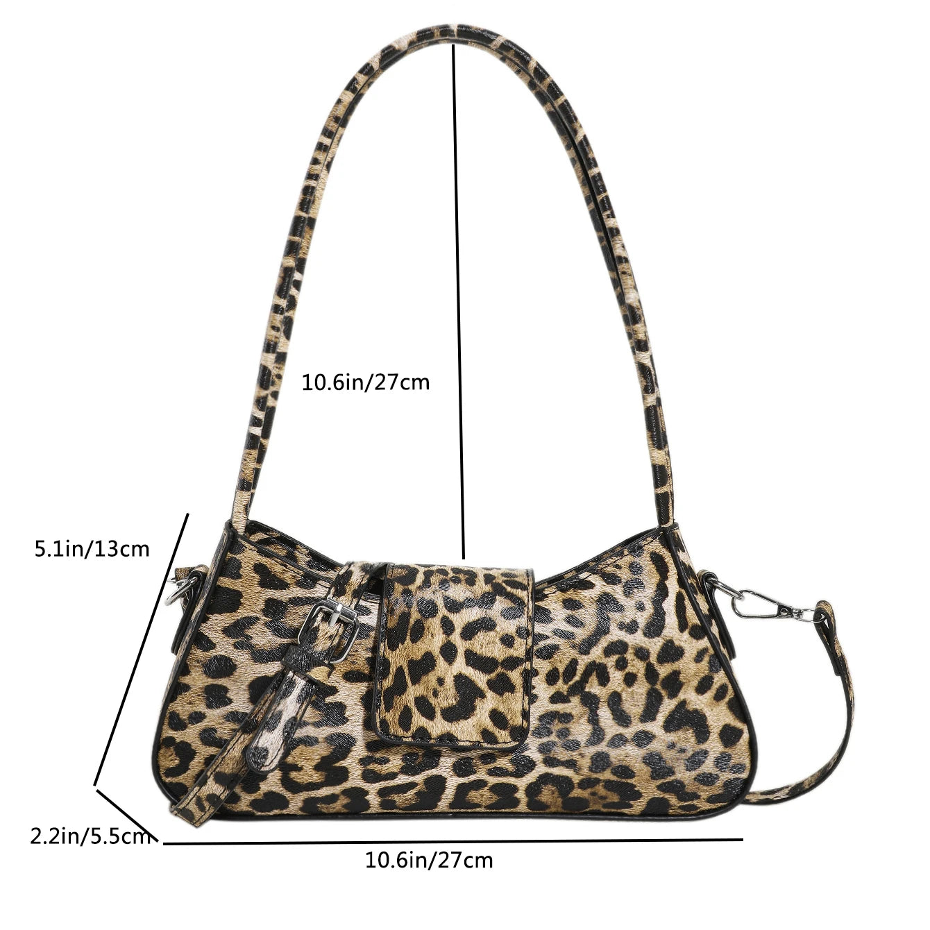 French Style Underarm Leopard Handbag