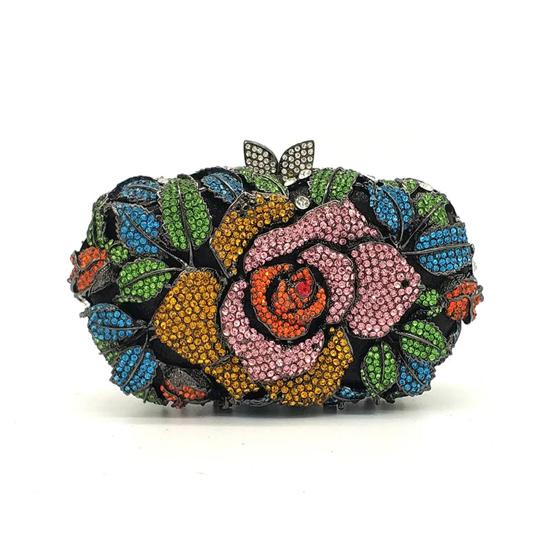 Crystal Rose Flower Purse