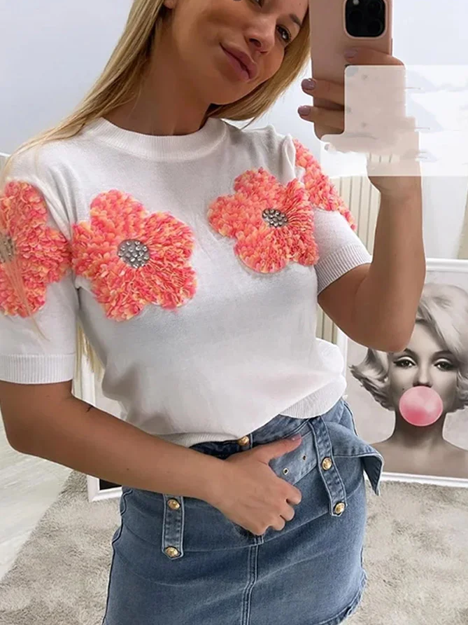 Flower Knit Pullover