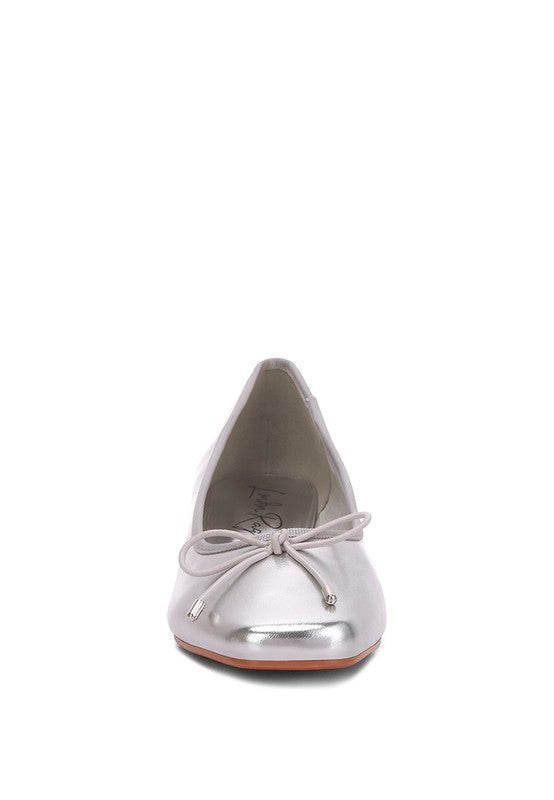 Laga Metallic Low Block Heel Ballerinas