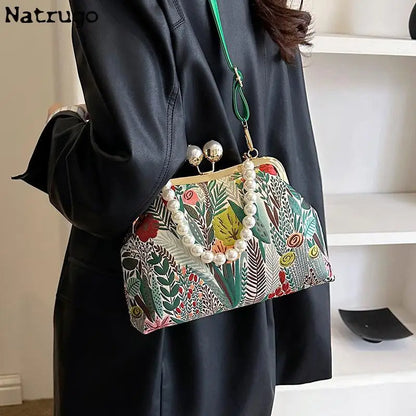 Embroidered Flower Clutch Bag