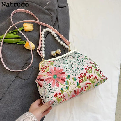 Embroidered Flower Clutch Bag