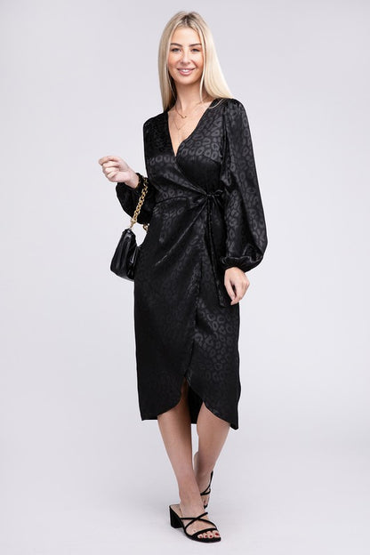 Essential Black Flounce Hem Wrap Dress