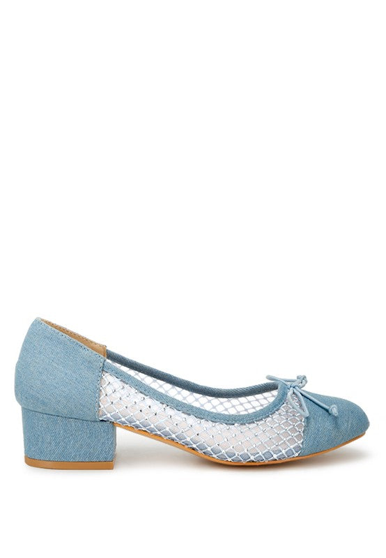 Tudum Rhinestone Detail Denim Ballerinas