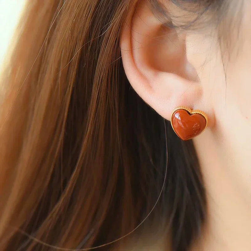 Natural Lapis Lazuli Heart Shape Earrings