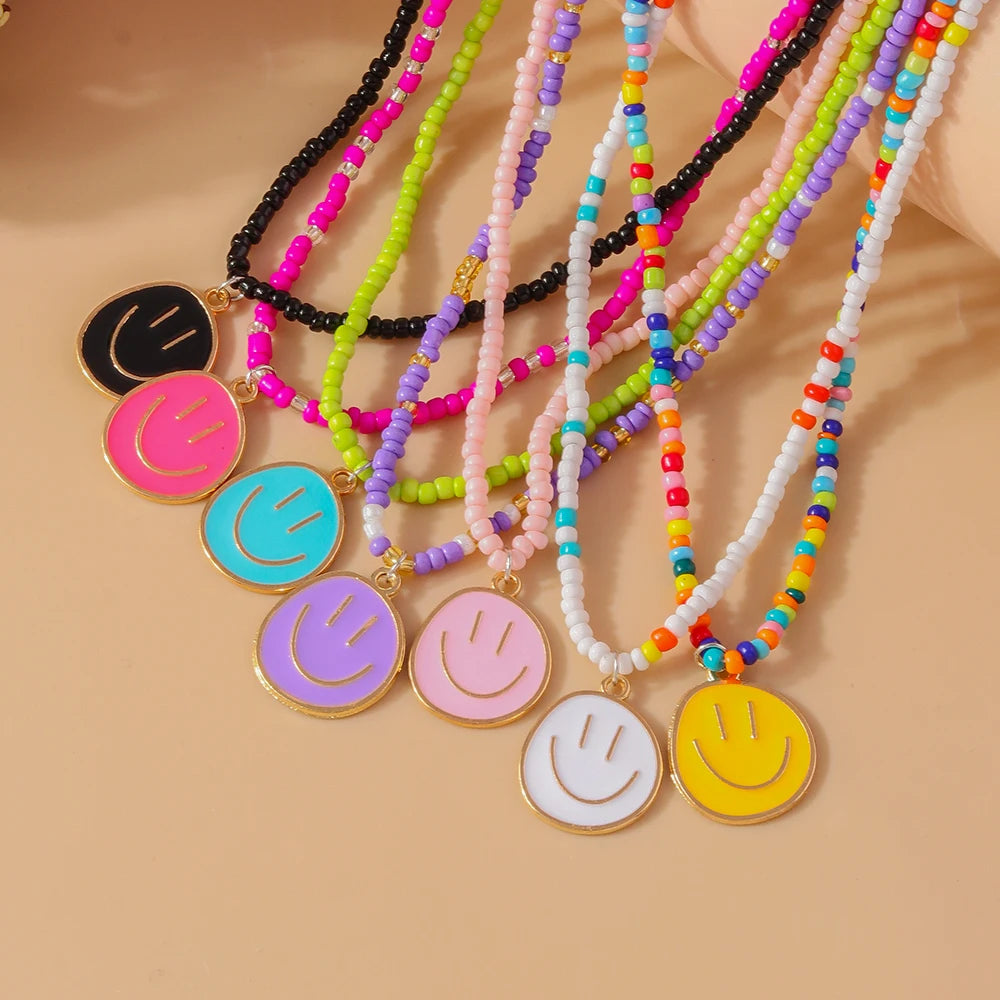 Cute Bohemia Smiley Face Necklaces