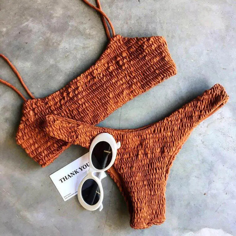 Pleated Bikini Set