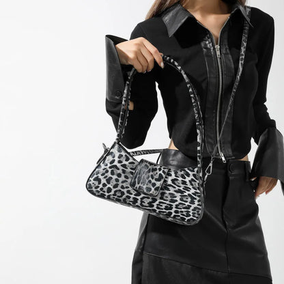 French Style Underarm Leopard Handbag