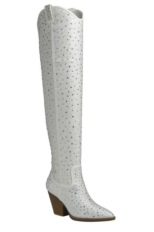 Western Essentials Knee Rhinestone Western Boots