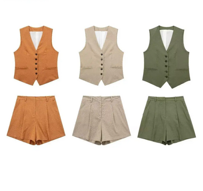 Sundays Linen Vest & Shorts Set