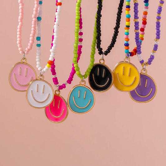 Cute Bohemia Smiley Face Necklaces