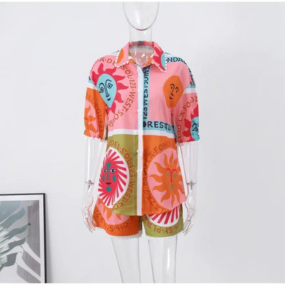 Casual Beach Loose Short Sleeve & Shorts Sets