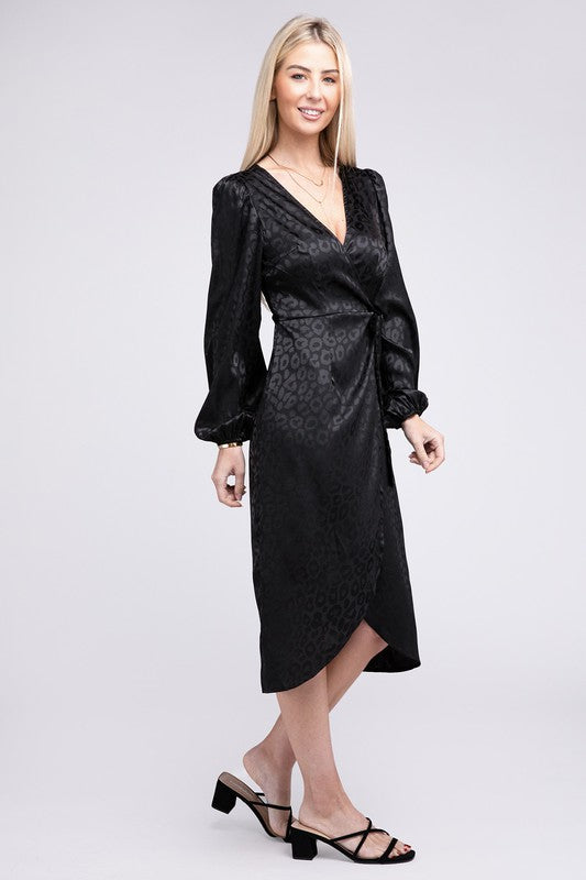 Essential Black Flounce Hem Wrap Dress