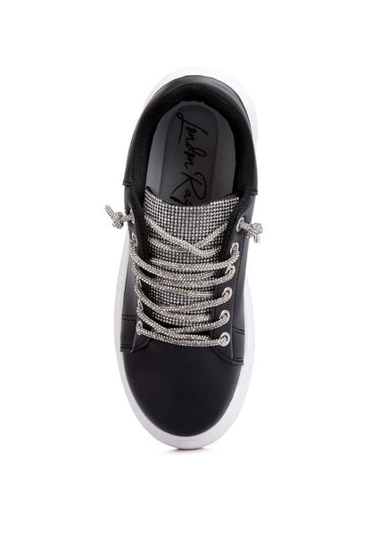 STL's Rhinestones Lace Up Sneakers