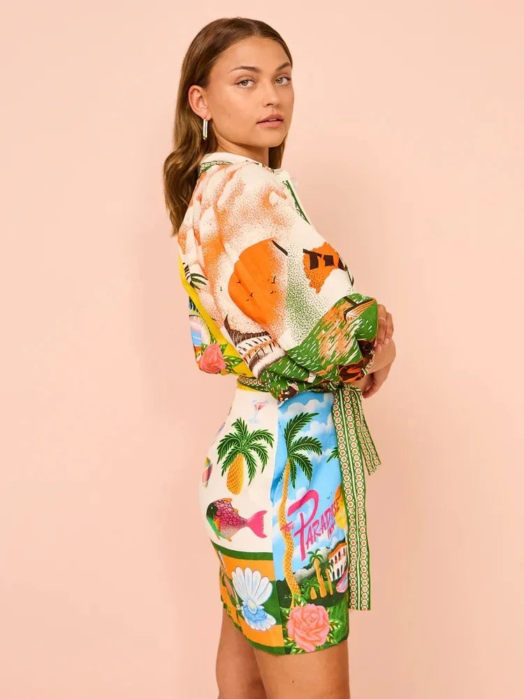 Paradise Vintage Print Dress