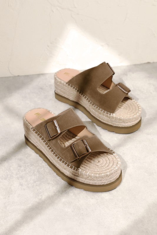 Open Toe Espadrille Platform Slide Sandals