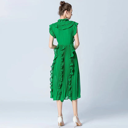 Spring & Summer V-Neck Ruffle Long Dress