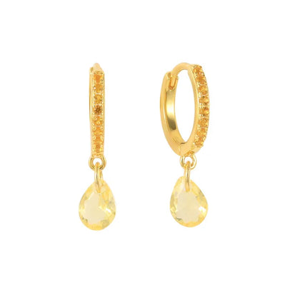 Synthetic Gems Drop Hoop Earrings