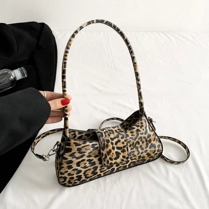 French Style Underarm Leopard Handbag