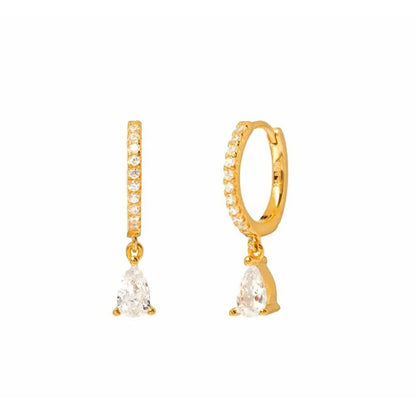 Synthetic Gems Drop Hoop Earrings