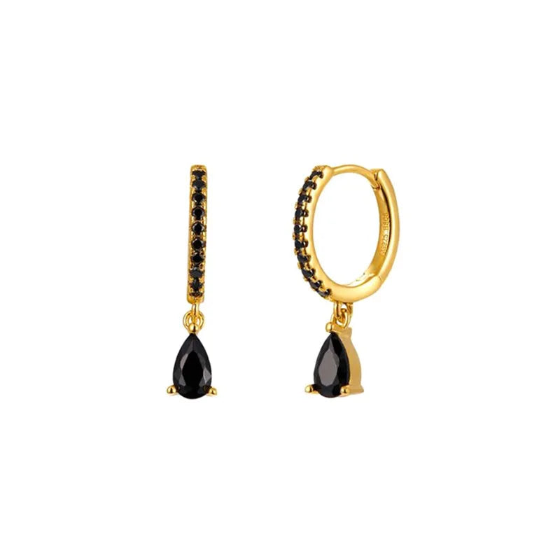 Synthetic Gems Drop Hoop Earrings