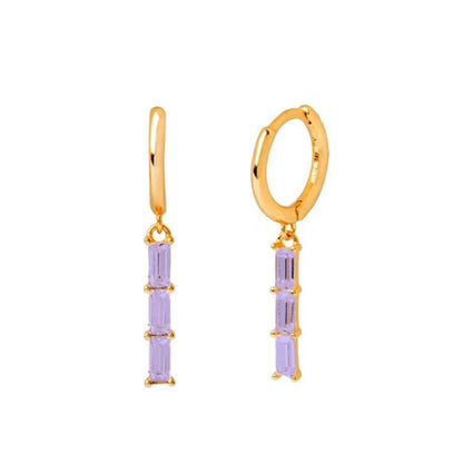 Synthetic Gems Drop Hoop Earrings