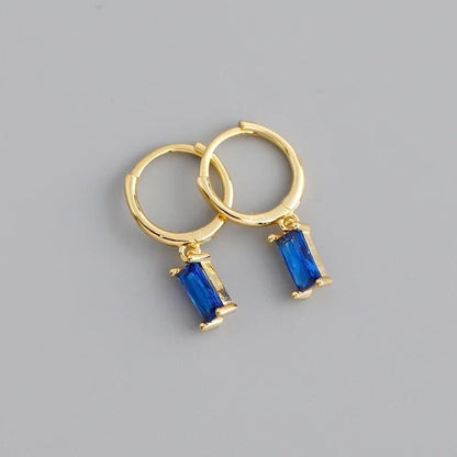 Synthetic Gems Drop Hoop Earrings