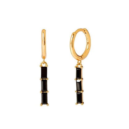 Synthetic Gems Drop Hoop Earrings